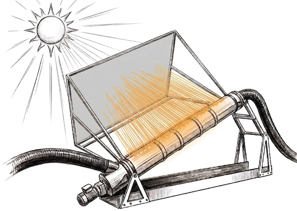 Module SolarDry : système optique concentrant le rayonnement solaire sur un réacteur